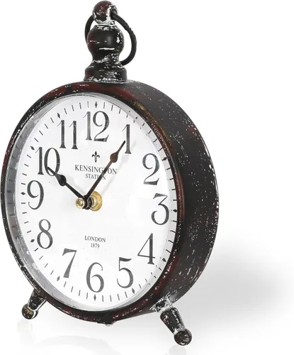 Reloj de escritorio de metal vintage, reloj de mesa negro antiguo | Reloj de mesa, diseño retro, reloj de mesa decorativo, 6.5 x 9.0 in