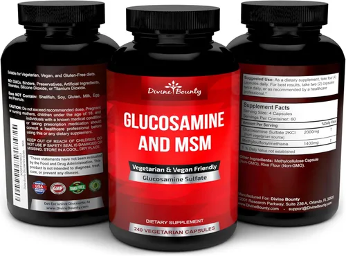 Miniatura 4 de Suplemento de sulfato de glucosamina (0,07 oz por porción) con MSM, 240 cápsulas vegetarianas pequeñas, sin crustáceos, OMG, o aditivos nocivos
