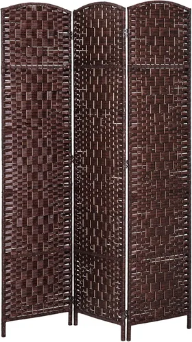 Miniatura 10 de HOMCOM Divisor de habitación, 3 paneles, pantalla de privacidad plegable de 6 pies de alto, partición independiente tejida a mano para separación
