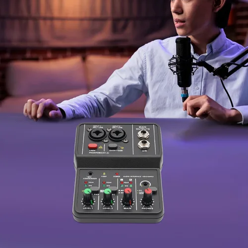 Miniatura 4 de Mezclador de audio profesional de 2 canales, mezclador digital de audio, placa de sonido profesional, amplificador de estudio en vivo USB