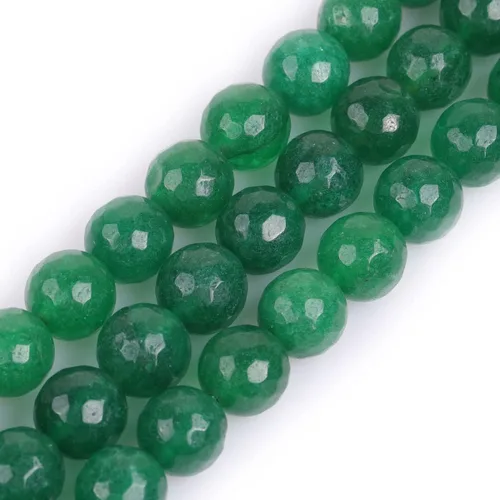 Miniatura 47 de JOE FOREMAN Cuentas redondas de piedra natural de jade amarillo facetadas de 0.47 pulgadas para fabricación de joyas, cuentas de 15 pulgadas
