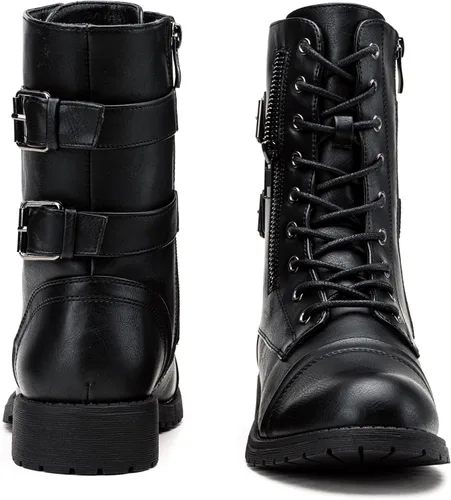 Miniatura 8 de Vepose Botas de combate militares de 28 a media pantorrilla para mujer con bolsillo tipo billetera para cuchillo de tarjetas