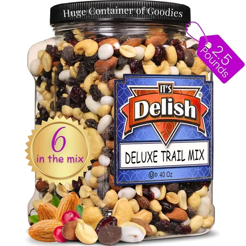Its Delish, mezcla de frutos secos de lujo con yogur griego, chocolate, frutas y frutos secos por Its Delish, recipiente jumbo de 2.5 libras |