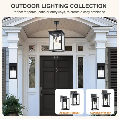 Miniatura 61 de TODOLUZ Lámpara Colgante de Exterior de 3 Luces Negra, Linterna Colgante Exterior Ajustable Luz de Porche
