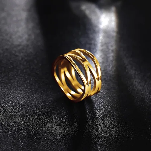 Miniatura 2 de Zoesky Stainless Steel Rings for Women Gold Chunky Thumb Rings Multi Layer Statement Band Rings Fashion jewelry Comfort Fit Size 6-12