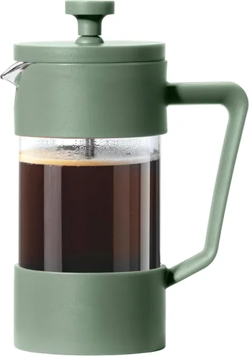 Oggi Cafetera de prensa francesa (12 onzas) - Vidrio de borosilicato, prensa de café, prensa francesa de una taza, capacidad de 3 tazas, oliva