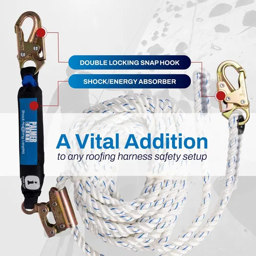 Miniatura 5 de Ensamble de Línea de Vida Vertical Palmer Safety - Arnés de Cuerda de 25 Pies de Seguridad con Agarre de Cuerda - Kit de Protección contra Caídas