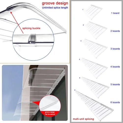 Miniatura 5 de Toldo invisible para ventana, toldo para puerta, puerta delantera al aire libre, cubierta de policarbonato para puerta superior, protección UV