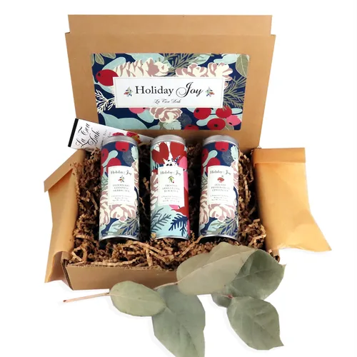 Miniatura 10 de Caja de regalo de té navideño Peace, Love and Joy, 1 lata de té verde de menta, 1 lata de té chai descafeinado y 2 agitadores de miel, bolsas de té