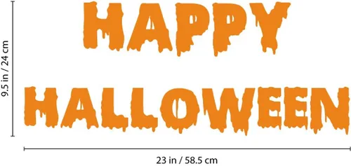 Miniatura 3 de Calcomanía de vinilo para pared, diseño de Feliz Halloween, 9.5 x 23 pulgadas, divertido limo con letras de felicitación de temporada, para niños