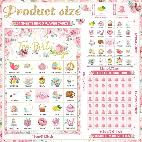 Miniatura 2 de Shappy 35 tarjetas de bingo para fiesta de té floral para 24 jugadores, juegos de bingo de flores, juegos de bingo, primavera para el día de San