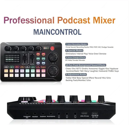 Miniatura 8 de Conjunto para equipo de Podcast, micrófono de condensador SINWE con soporte de trípode y mezclador de audio profesional para grabación de voces