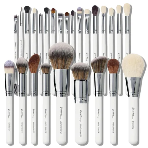 Conjunto de brochas profesionales para maquillaje de 26 piezas, brochas de maquillaje de pelo de cabra natural real etiquetadas, conjunto de brochas