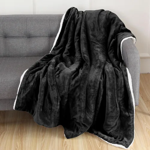 Miniatura 20 de Elegant Comfort Manta de Sofá Reversible de Sherpa Sólida, Manta para Todas las Estaciones - Súper Suave, Acogedora y Afelpada - Manta Decorativa