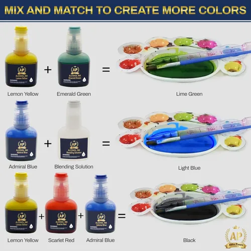 Miniatura 5 de Juego de tintas de alcohol, 15 unidades de 0.7 fl oz de tinta a base de alcohol de colores concentrados vibrantes para resina epoxi, fabricación