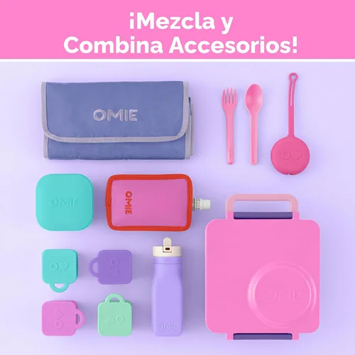 Miniatura 8 de OmieBox Caja de Bento para Niños - Lonchera Bento Aislada con Termo a Prueba de Fugas Aislado al Vacío - 3 Compartimentos, Dos Zonas de Temperatura