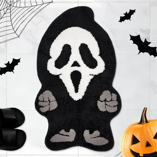 Miniatura 7 de GAGEC Alfombra de Navidad fantasma, Halloween, espeluznante, gótica, decorativa, para baño, entrada, bañera, hogar, sala de estar, tapete de baño