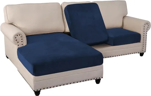 Miniatura 19 de PrinceDeco Funda marrón para muebles, 2 fundas de cojín elásticas de terciopelo para cojines individuales, aptas para mascotas, se mantiene en su