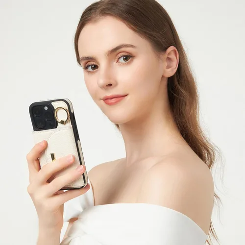 Miniatura 5 de Funda tipo cartera para iPhone 14 Pro Max de 6.7 pulgadas, con ranuras para tarjetas, soporte para anillos, funda protectora de piel sintética