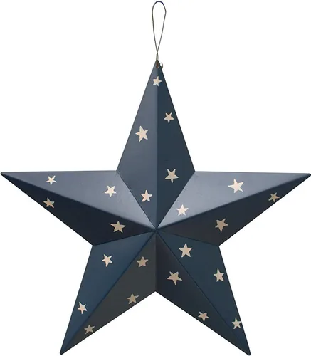 Miniatura 12 de Juego de 3 estrellas de granero de metal, decoración de pared patriótica estadounidense con bandera americana americana para colgar en interiores