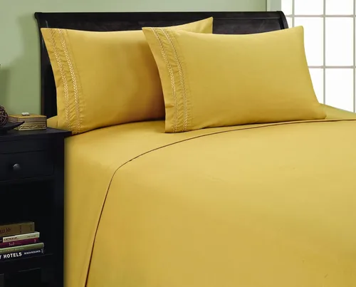 Miniatura 12 de Elegant Comfort 1800 Premier Chain Design - Juego de sábanas de 4 piezas, lujoso, sedoso, suave, resistente a las arrugas y a la decoloración