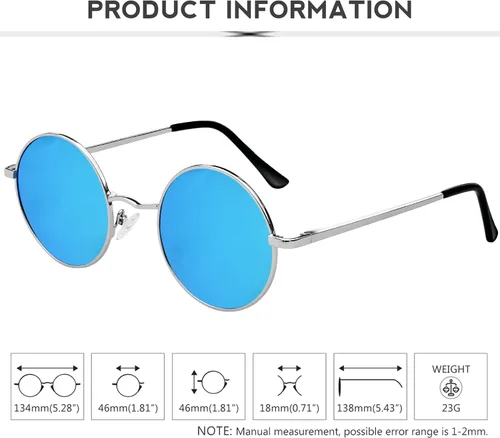 Miniatura 79 de KANASTAL Gafas de sol redondas polarizadas para mujeres y hombres, estilo hippie con protección UV400