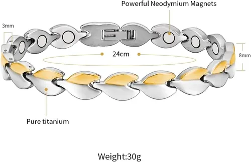 Miniatura 4 de Tobilleras magnéticas para mujer, tobillera magnética de plata de titanio puro, joyería magnética de moda (0029SW), Titanio
