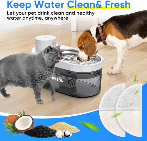 Miniatura 3 de Cormix - Filtro de fuente de agua para gatos PWEZON de 4 L, 4 filtros de repuesto para fuente de agua para gatos con 4 esponjas de filtro de bomba