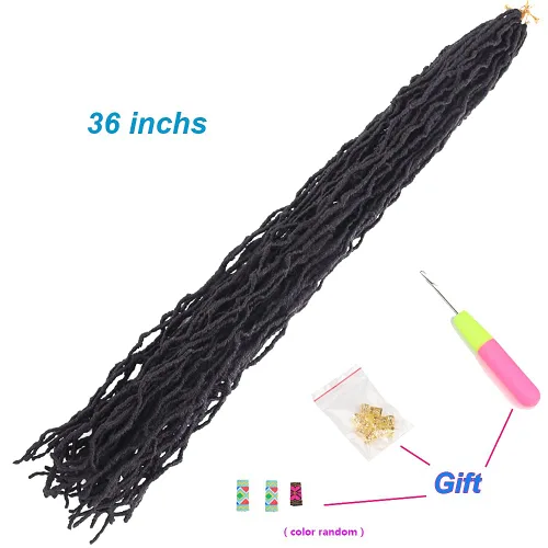 Miniatura 4 de Trenzas de ganchillo sintéticas de 36 pulgadas, 6 paquetes de trenzas de ganchillo súper largas de diosa, cabello rizado, ondulado, suave, trenzado