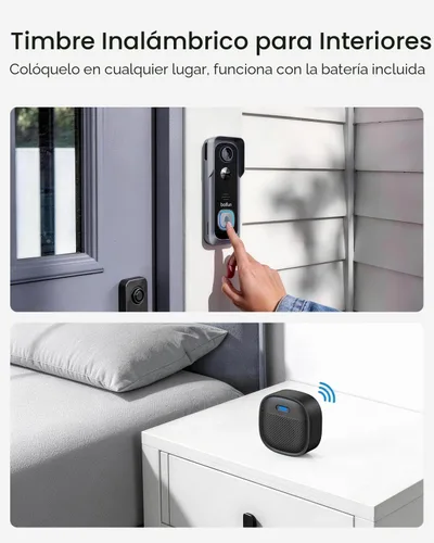 Miniatura 7 de BOIFUN Cámara inalámbrica de timbre de video de 5 MP, más nítida que 2K, sin suscripción, visión amplia de 166°, visión nocturna HDR, detección