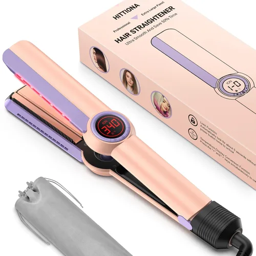 Plancha iónica para el cabello, placa de cerámica de 1.3 pulgadas con infrarrojos para antiencrespamiento, peine desmontable para control de