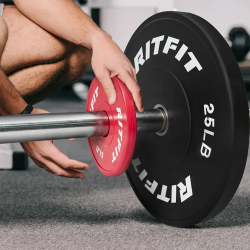 Miniatura 9 de RitFit Fractional Rubber Weight Plates, Colored Bumper Plates for Starting Strength and Progressive Overload Training, Pair and Sets