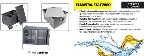 Miniatura 3 de Interceptor comercial de trampa de grasa de acero al carbono 30lb - Aprobado por PDI - NSF