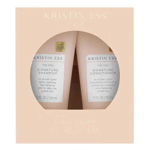 Kristin Ess Signature Travel Size Set de Champú + Acondicionador de Salón para Humedad, Suavidad + Brillo - Anti Encrespamiento + Ligeramente