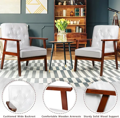 Miniatura 8 de OFIKA Juego de 2 sillas decorativas, tapizadas y gruesas, sillón de lectura retro con cojín suave, sillón de salón para sala de estar, dormitorio