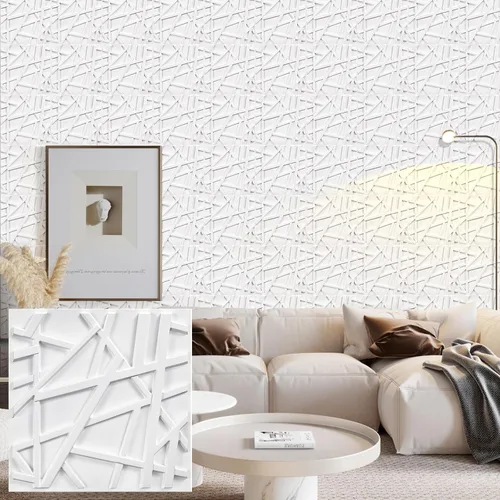 Miniatura 9 de Heikki Paquete de 30 Paneles de Pared 3D para Decoración de Pared Interior, Paneles de Pared con Textura de Flores de PVC para Sala de Estar