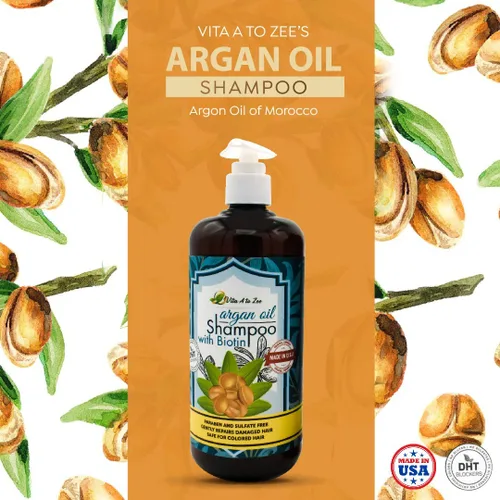 Miniatura 5 de Champú marroquí de aceite de argán y biotina (16.9 onzas líquidas) Fórmula de fuerza profesional Reparación natural del cabello, tratamiento