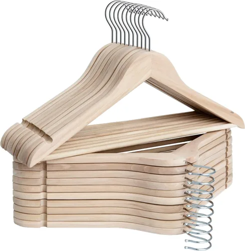 Miniatura 4 de StorageWorks Perchas de madera para camisas, chaquetas, pantalones, trajes, suéteres, madera de loto Beige natural