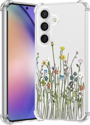 Miniatura 9 de RALEAVO Funda floral para Samsung Galaxy A15 4G/5G, diseño de hojas transparentes, delgada, bonita funda protectora para niñas y mujeres, funda
