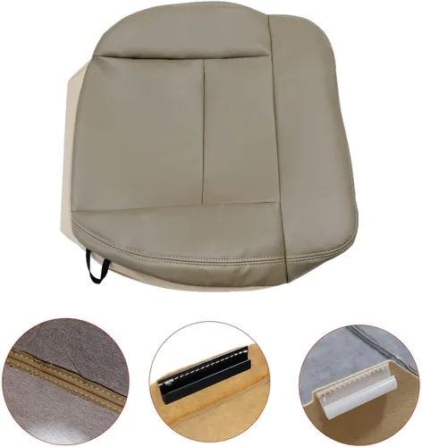 Miniatura 2 de Funda de Asiento Inferior del Lado Izquierdo Delantero del Conductor de Repuesto de Cuero Beige Tostado Compatible con Ford F150 Lariat XL XLT 2004