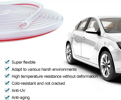 Miniatura 6 de Borde de goma transparente, tira de sello de goma de canal en U con cinta autoadhesiva, protector de borde de metal apto para 0.15 pulgadas, 20 pies