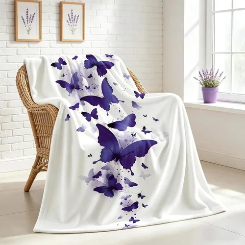Miniatura 11 de Manta de mariposa morada para niñas y niños, regalos de mariposa de cumpleaños de primavera para hija nieta, manta de franela suave para cama