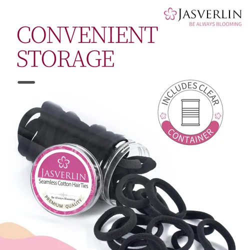 Miniatura 7 de JASVERLIN Lazos suaves para el cabello, bandas elásticas de algodón sin costuras para mujeres y niñas, sin daños, coleteros pequeños para cabello
