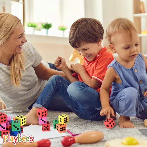 Miniatura 5 de Juego de 24 dados de espuma, 1.5 pulgadas, grandes, suaves y coloridos, para niños, no tóxicos, de gran tamaño para matemáticas en el aula