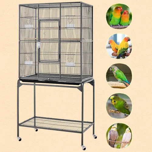 Miniatura 3 de Yaheetech Jaula grande de hierro forjado de 63 pulgadas para pájaros africanos pequeños cuáqueros de Amazon Loros canarios jaula de vuelo