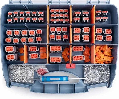 JRready ST6331 Kit de conectores Deutsch, conectores DTM impermeables de 2, 3, 4, 6, 8, 12 pines, tamaño 20 contactos estampados (16-22 AWG),