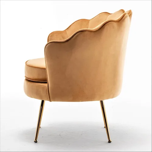 Miniatura 12 de Container Furniture Direct Silla de terciopelo con silueta festoneada y patas de metal dorado, pieza decorativa adecuada para espacios Rosa