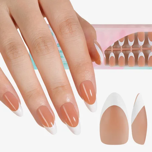 Miniatura 8 de Misssix Puntas de uñas de gel francesas negras, 240 piezas de puntas francesas de uñas postizas largas cuadradas, no es necesario limar, puntas 3