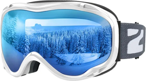 Miniatura 26 de ZIONOR Lagopus Gafas de protección UV para esquí y snowboard, antiniebla, para hombres, mujeres, jóvenes A0-vlt 10.5% Marco Blanco Lente Plata