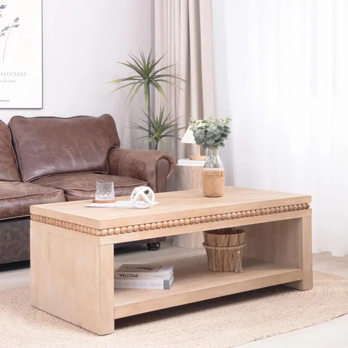 Miniatura 23 de Mesa de centro de madera, 39.37 pulgadas, cuadrada de mediados de siglo, mesa central de madera moderna de madera de fibropanel de densidad media